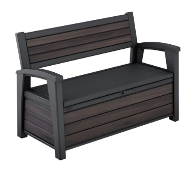 227L Outdoor Storage Bench — Seats 2, Wood-Look Resin, All-Weather
