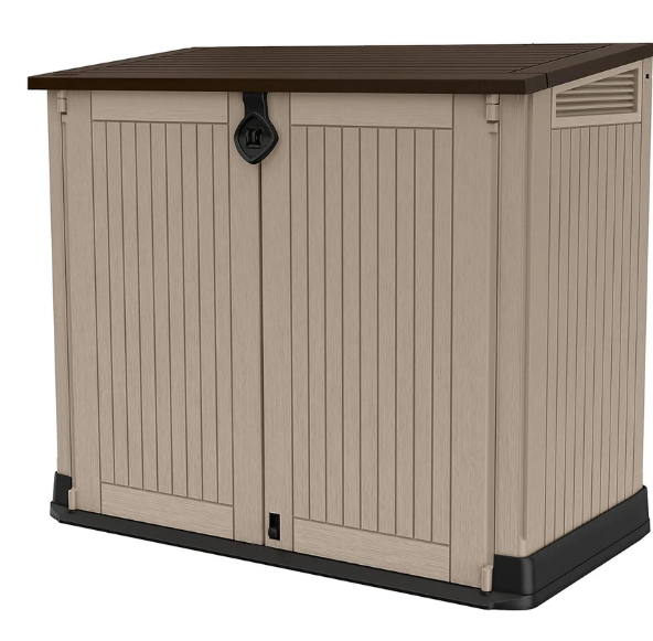 Keter Store-It Out Midi Outdoor Garden Storage Shed, Beige and Brown, 130 x 74 x 110 cm